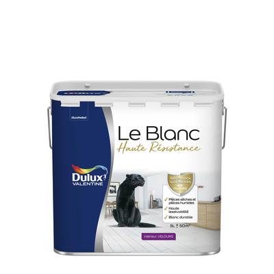 Peinture acrylique Haute Resistance Blanc velours 5 l - DULUX VALENTINE