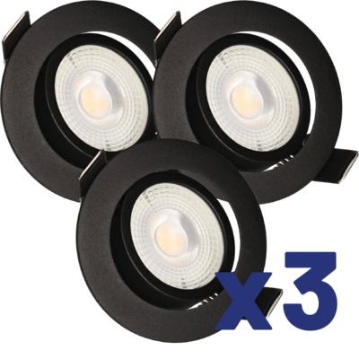 Lot de 3 spots encastrables LED orientable noir 420 lumens 4000K - RUBY ARLUX