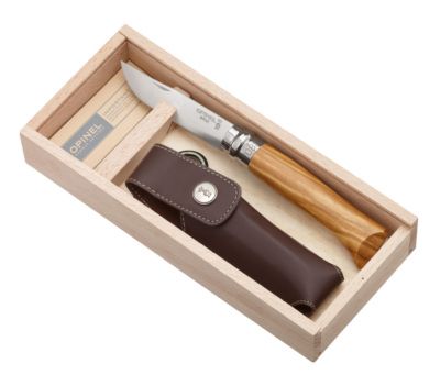 Couteau pliable n°8 avec étui et coffret bois OPINEL