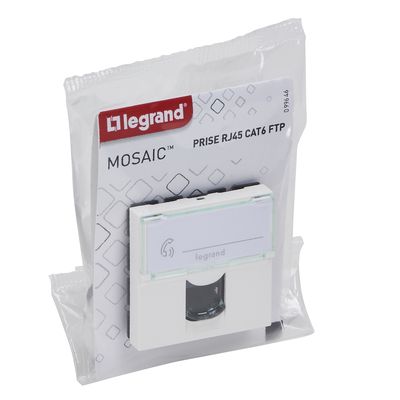 Prise RJ45 informatique-téléphone 2 modules finition blanche Mosaïc LEGRAND