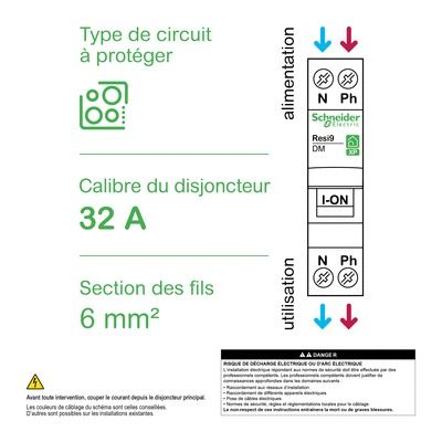 Disjoncteur divisionnaire 32A courbe C 3kA peignable 1 pôle + neutre - Resi9 XP SCHNEIDER ELECTRIC