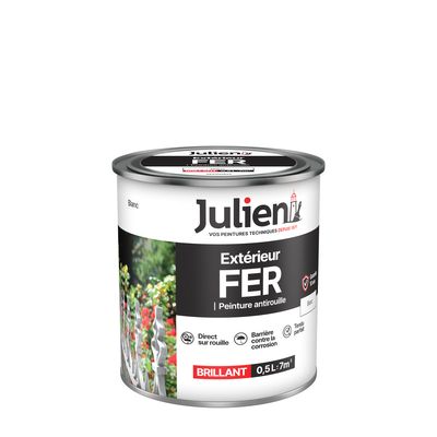 Peinture fer antirouille blanc brillant 500 ml JULIEN