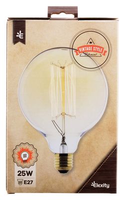 Ampoule globe filament carbone variable diamètre 125 mm E27 25 W blanc chaud ELEXITY