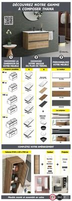 Plan de travail blanc brillant avec renfort 80 cm