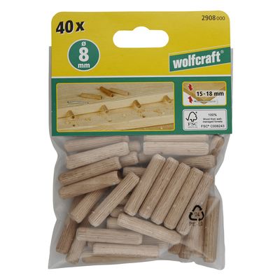 Tourillons diamètre 8 mm par 40 WOLFCRAFT