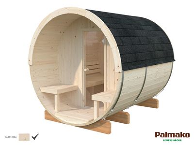 Sauna rond bois naturel Anita 1,3m² épaisseur 42 mm PALMAKO