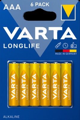 Piles alcalines LR03 (AAA) Longlife par 6 VARTA