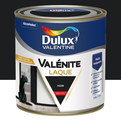 Peinture Boiseries Laque Acrylique ValéniteNoir Brillant 0,5 L - DULUX VALENTINE