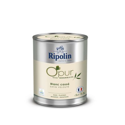 Peinture O'PUR mur & boiserie Blanc Cassé satin 500 ml - RIPOLIN