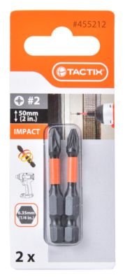 Embouts de vissage Impact Pozidriv diamètre 2 x L 50 mm Chantier par 2 TACTIX