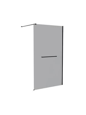 Paroi fixe pour douche à l'italienne transparente profilés alu noir mat 90 x 205 cm Sicilia OCEA