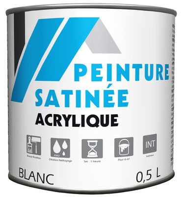 Peinture acrylique Blanc satin 500 ml