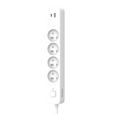 Multiprise avec interrupteur 4 prises avec prises USB A et USB C 1,5m blanc QUARX