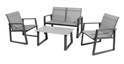 Salon de jardin Alice 4 personnes en aluminium graphite perle ALIZE