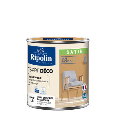 Peinture Intérieure Couleur - Satin - 0,5L - Ocre Rocheuse - RIPOLIN