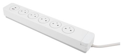 Multiprise parafoudre avec interrupteur 5 prises avec prises USB A et USB C 1,5m blanc Mantea OTIO