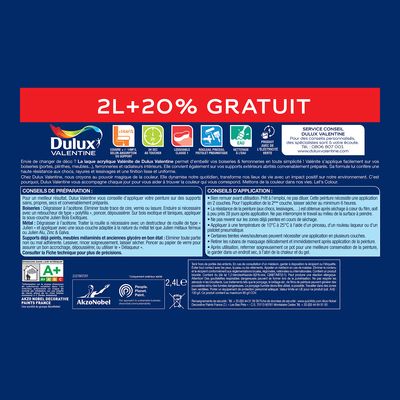 Peinture Boiseries Laque Acrylique Valénite Blanc Mat 2 L+20% - DULUX VALENTINE