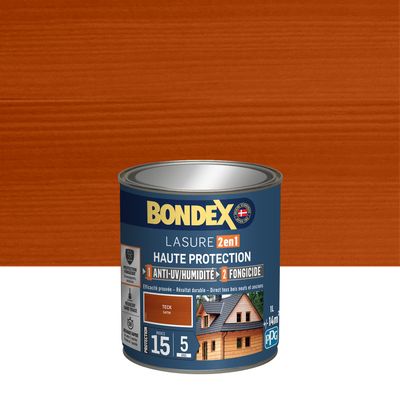 Lasure 2 en 1 haute protection 5 ans teck 1 l BONDEX