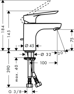 Mitigeur de lavabo Logis E 70 chromé HANSGROHE