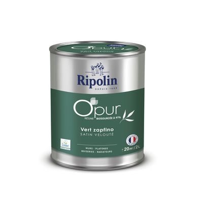Peinture O'PUR Satin VERT ZAPFINO 2L - RIPOLIN