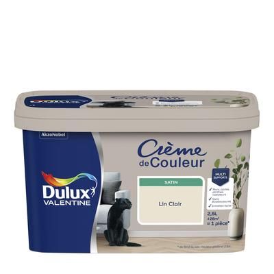 Peinture Crème de couleur Lin Clair satin 2,5 l - DULUX