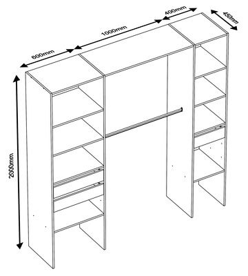 Kit de dressing LARA nebraska 200 x 200 x 45 cm + 3 tiroirs OFITRES