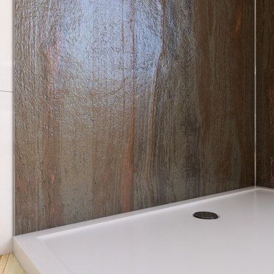 Panneau mural de douche pierre de mica Wood Stone finition pierre 120 x 210 cm AURLANE