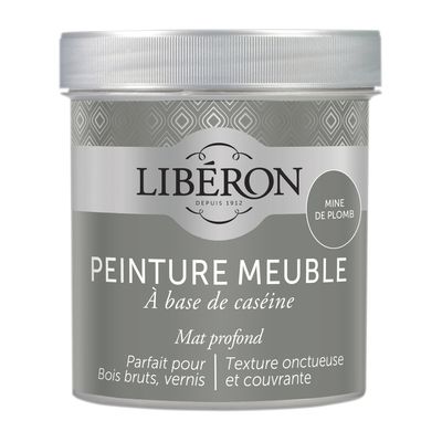 Peinture meuble bois à la caséine mat gris mine de plomb 0,5 L LIBERON