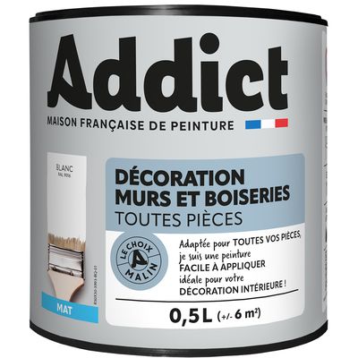 Peinture décoration Murs et Boiseries MAT 0.5 L blanc - ADDICT