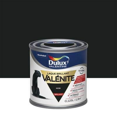 Peinture Laque Valénite Noir brillant 125 ml - DULUX VALENTINE