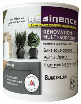 Peinture Rénovation multi-supports blanc brillant satin 500 ml RESINENCE