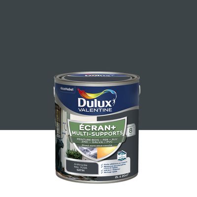 Peinture Ecran+ Multi-supports Dulux Valentine Satin Gris Anthracite 2 L