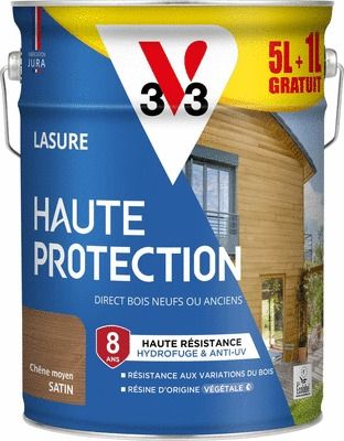 Lasure Haute Protection 8 ans satin  chêne moyen 5 Litres +20 % Gratuit V33