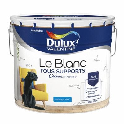 Peinture acrylique Tous Supports blanc mat 10 l - DULUX VALENTINE