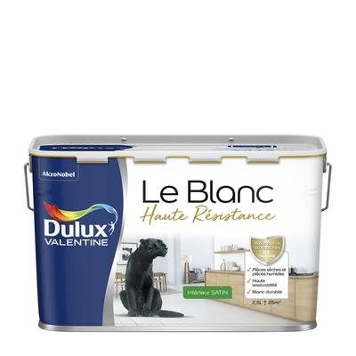 Peinture acrylique Haute Resistance Blanc satin 2,5 l - DULUX VALENTINE