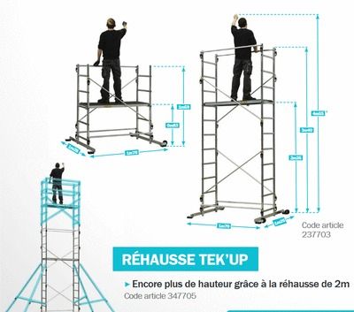 Echafaudage en aluminium TEK'UP travail en hauteur 4m55 CENTAURE