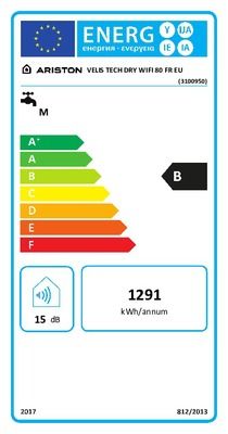 Chauffe-eau électrique connecté 80 litres multiposition Velis Tech DRY ARISTON