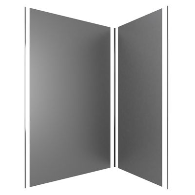 Panneaux muraux de douche aluminium gris 90 + 120 x 210 cm par 2 avec profilés de finition et angle chromé AURLANE