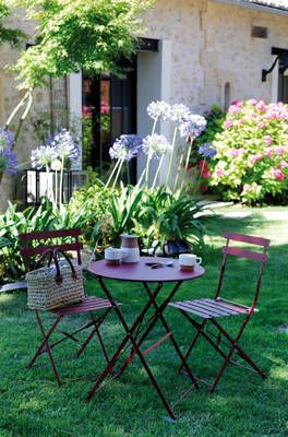 Table balcon cuba diam60 rouge