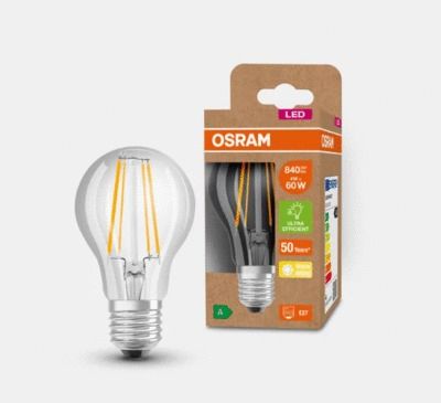 Ampoule LED E27 classe énergétique A 4W 840 lumens blanc chaud OSRAM