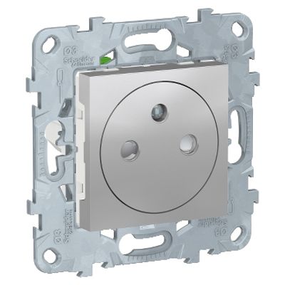 Prise 2 pôles + terre affleurante aluminium - Unica SCHNEIDER ELECTRIC