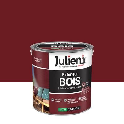 Peinture bois rouge Basque RAL 3004 satin 2.5 l JULIEN