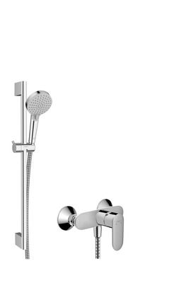 Ensemble douche 2 jets 100 mm avec mitigeur mécanique Vernis Blend chromé HANSGROHE