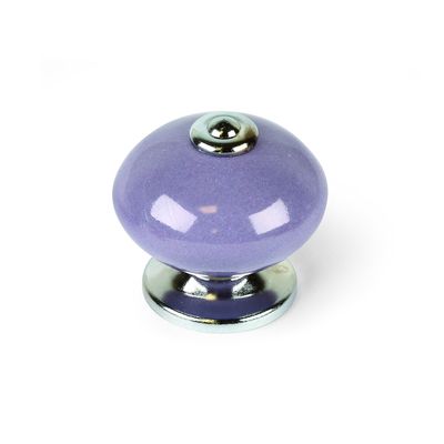 Bouton de meuble boule mauve porcelaine diamètre 40 mm REI