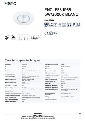 Spot à encastrer IP65 Dimmable BBC 3000K Blanc 500 lumen ARIC