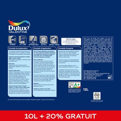 Peinture acrylique Finition Parfaite Blanc satin 10 l + 20 % - DULUX VALENTINE