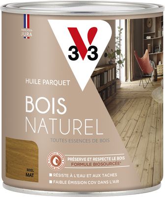 Huile parquet bois naturel miel mat 750 ml - V33