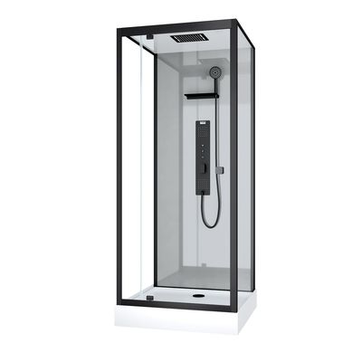 Cabine de douche hydromassante profilé noir noir mat 90x90x215 cm Trendy Square AURLANE