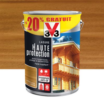 Lasure bois Haute Protection chêne doré 5 l + 20 % gratuit V33