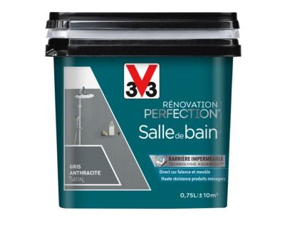 Peinture de rénovation pour salle de bains finition satinée gris anthracite 750 ml V33